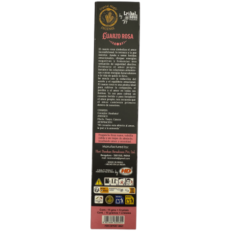 Incenso mágico de quartzo rosa Hari Darshan Tribal Soul Crystal - 1 pacote de 15g de incenso orgânico com minerais