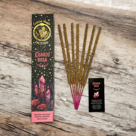 Incenso mágico de quartzo rosa Hari Darshan Tribal Soul Crystal - 1 pacote de 15g de incenso orgânico com minerais