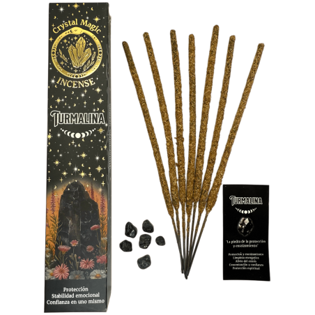 Incienso Turmalina Hari Darshan Tribal Soul Crystal Magic - 1 cajetilla de 15gr Incienso Orgánico con Minerales