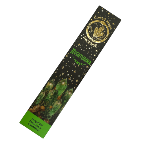 Aventurin-Räucherstäbchen Hari Darshan Tribal Soul Crystal Magic – 1 Packung mit 15 g Bio-Räucherstäbchen mit Mineralien