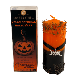 HOSTENATURA Specjalna świeca na Halloween – Usuwa złe energie, obfitość, nowe ścieżki... Zawiera kompletny rytuał i amulet