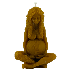 Vela Diosa Gaia Tierra Miel Natural - 10x5,5cm