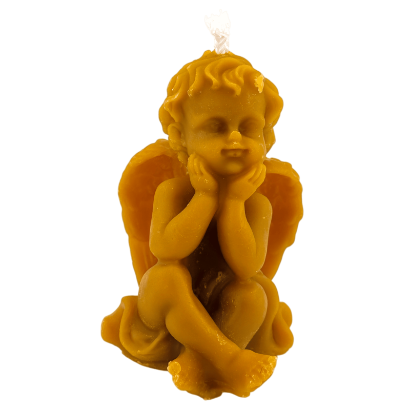 Naturalna miodowa świeca anioł - 10x5,5 cm-Świece miodowe naturalne - wosk pszczeli-HOSTENATURA
