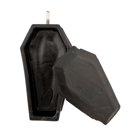 Candela a forma di bara nera - 12x6,4 cm - Rimuovi, sopprimi, seppellisci o metti fine alle situazioni
