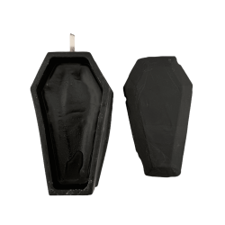 Candela a forma di bara nera - 12x6,4 cm - Rimuovi, sopprimi, seppellisci o metti fine alle situazioni