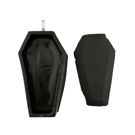 Candela a forma di bara nera - 12x6,4 cm - Rimuovi, sopprimi, seppellisci o metti fine alle situazioni