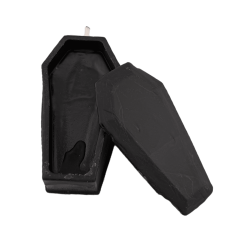 Candela a forma di bara nera - 12x6,4 cm - Rimuovi, sopprimi, seppellisci o metti fine alle situazioni