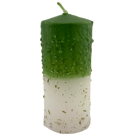 Kräuterkerze mit Raute und Salz - Esoterische Kerze 14x6cm - Reinigung von Unternehmen und Haushalten