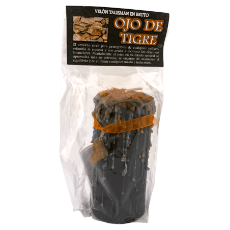Tiger's Eye Talisman Candle - Esoteric Candle with Special Amulet 14x6cm - Protection, Confidence and Inner Strength