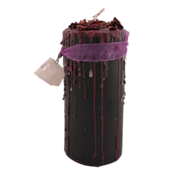 ローズクォーツ タリスマンキャンドル - 特別なお守り付き秘伝キャンドル 14x6cm - 自己愛、調和、そして心の開放