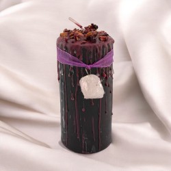 ローズクォーツ タリスマンキャンドル - 特別なお守り付き秘伝キャンドル 14x6cm - 自己愛、調和、そして心の開放