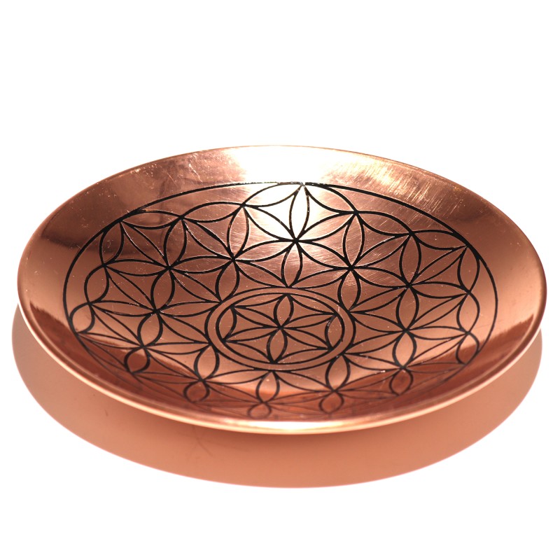 Copper Offering Plate - Flower of Life - 12cm-CAULDRONS AND BOWLS FOR RITUALS-HOSTENATURA