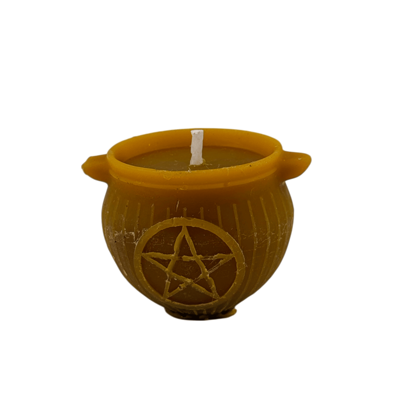 Chaudron à miel avec pentagramme 4,6 x 5 cm - Miel authentique-Bougies au miel naturel - Cire d'abeille-HOSTENATURA