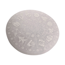 Placa Selenita con grabado Signos del Zodiaco 10cm
