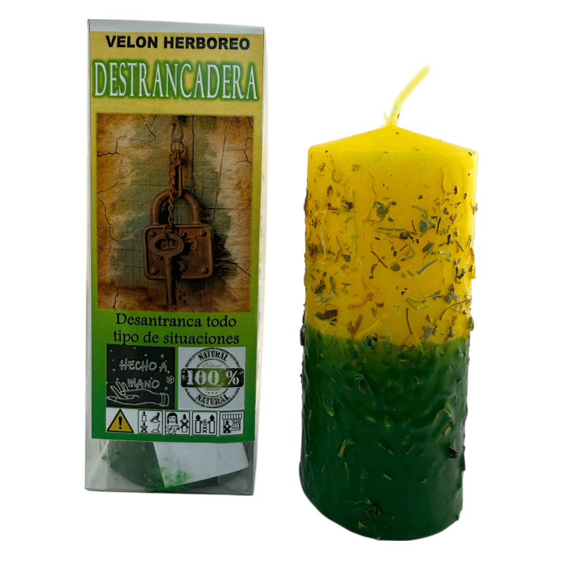 Lumânare deblocantă Herboreo - Lumânare ezoterică 14x6cm - Deblochează tot felul de situații-Lumânări din plante cu scop - Lumânări ezoterice-HOSTENATURA