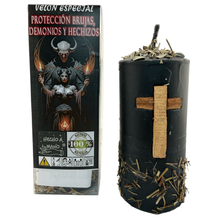 Velón Esotérico Especial Protección Brujas, Demonios y Hechizos 14x6cm
