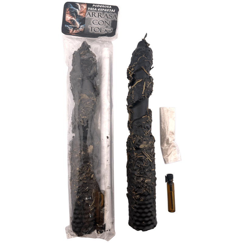 Kraftvolle Spezialkerze: Zerstört alles 20x3cm - Inkl. Öl, Pulver und Ritual-Kraftvolle Spezialkerzen-HOSTENATURA