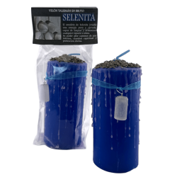 Świeca Talizman Selenitowy - Ezoteryczna Świeca ze Specjalnym Amuletem 14x6 cm - Oczyszczanie Energetyczne, Czysta Energia i Bos