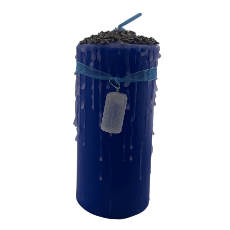 Bougie Talisman Sélénite - Bougie Ésotérique avec Amulette Spéciale 14x6cm - Purification Énergétique, Énergie Pure et Protectio