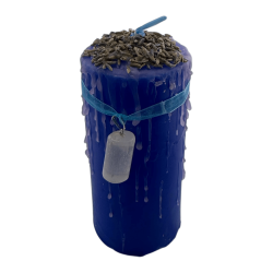 Świeca Talizman Selenitowy - Ezoteryczna Świeca ze Specjalnym Amuletem 14x6 cm - Oczyszczanie Energetyczne, Czysta Energia i Bos