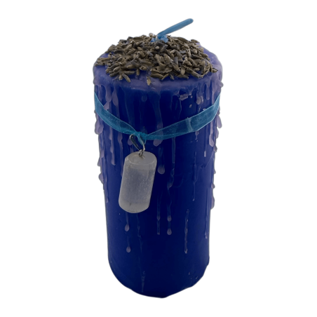 Selenite Talisman Candle - Esoteric Candle with Special Amulet 14x6cm - Energy Cleansing, Pure Energy and Divine Protection