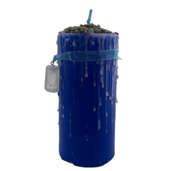 Selenit Talismanljus - Esoteriskt ljus med speciell amulett 14x6cm - Energirening, ren energi och gudomligt skydd