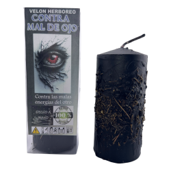 Velón Herboreo Contra el Mal de Ojo - Velón Esotérico 14x6cm - Contra las malas energías del otro