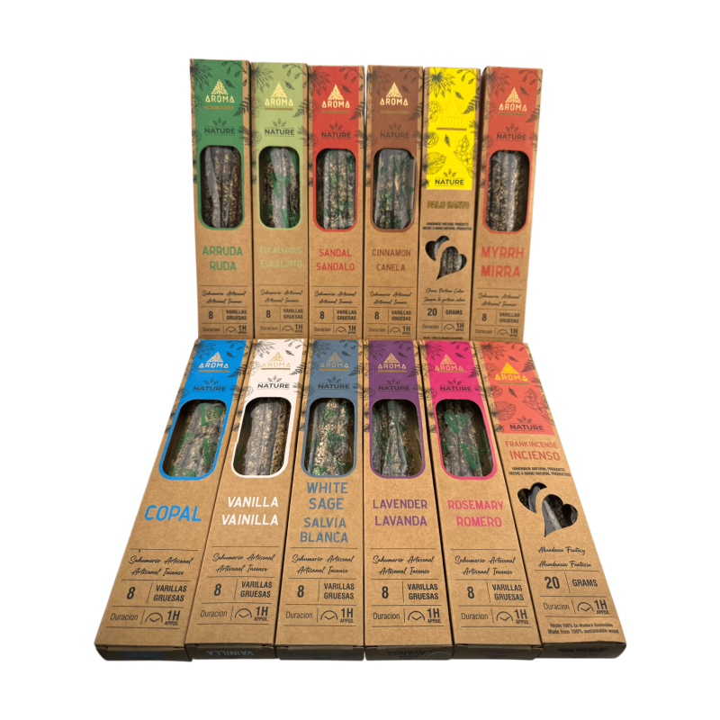 AROMA Nature Organic Incense Kit - 12 verschillende dozen natuurlijke wierook-Biologische wierook Natuuraromageuren-HOSTENATURA
