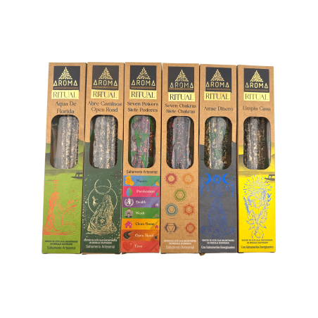Kit de Incenso Ritual AROMA - Água da Flórida, Abre Caminhos, Sete Chakras, Sete Poderes, Atrai Dinheiro e Purifica a Casa
