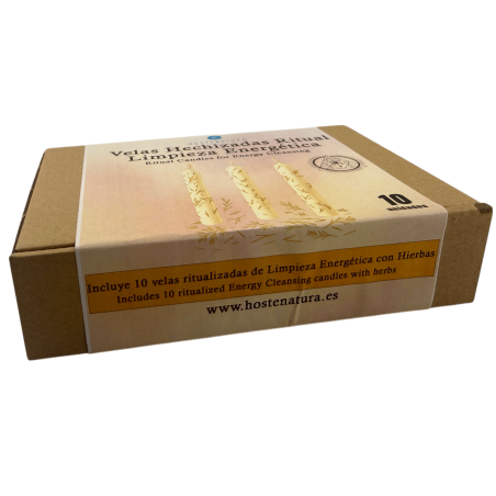 Kit de Velas de Limpieza Energética HOSTENATURA - 10 velas blancas con hierbas