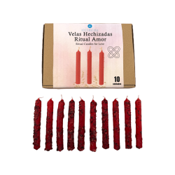 Kit de Veles de Ritual Amor HOSTENATURA - 10 espelmes vermelles amb herbes
