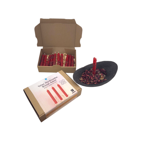 Kit de Velas de Ritual Amor HOSTENATURA - 10 velas rojas con hierbas