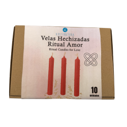 Kit de Velas de Ritual Amor HOSTENATURA - 10 velas rojas con hierbas