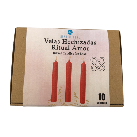 Kit candele rituali d'amore HOSTENATURA - 10 candele rosse con erbe