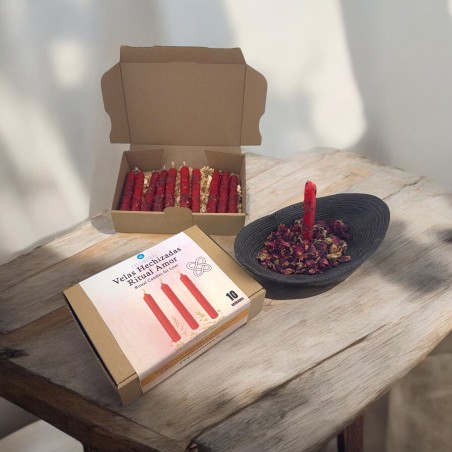 Kit de Velas Ritual de Amor HOSTENATURA - 10 velas vermelhas com ervas