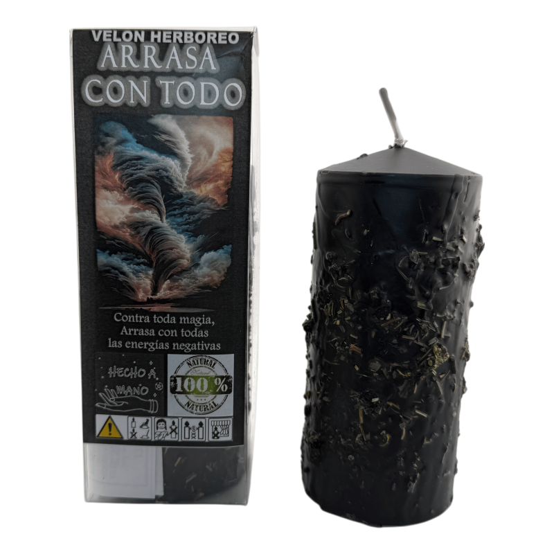 Velón Herboreo Arrasa con Todo - Velón Esotérico 14x6cm - Contra toda magia, arrasa con todas las energías negativas-Velones Herboreos con Propósito - Velones Esotéricos-HOSTENATURA