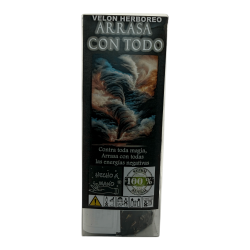 Velón Herboreo Arrasa con Todo - Velón Esotérico 14x6cm - Contra toda magia, arrasa con todas las energías negativas