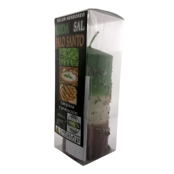 Bougie aux herbes Rue, Sel et Palo Santo - Bougie ésotérique 14x6cm - Purification et protection