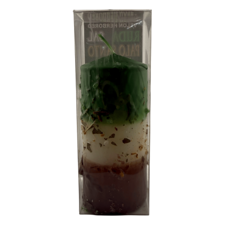 Bougie aux herbes Rue, Sel et Palo Santo - Bougie ésotérique 14x6cm - Purification et protection