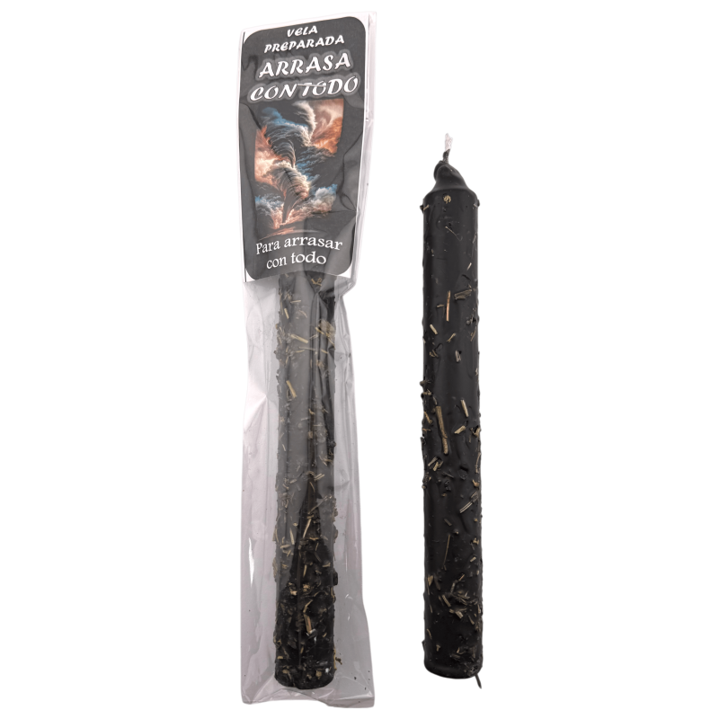 Candela preparata ritualizzata - Spazza via tutto 18 cm - Per spazzare via tutto-Candele ritualizzate - Candele preparate-HOSTENATURA