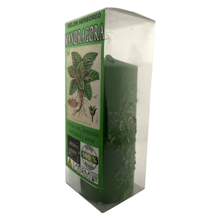 Velón Herboreo Mandragora - Velón Esotérico 14x6cm - Protección, limpieza, fertilidad y amor