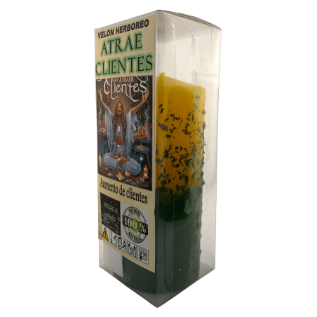 Velón Herboreo Atrae Clientes - Velón Esotérico 14x6cm - Aumento de Clientes