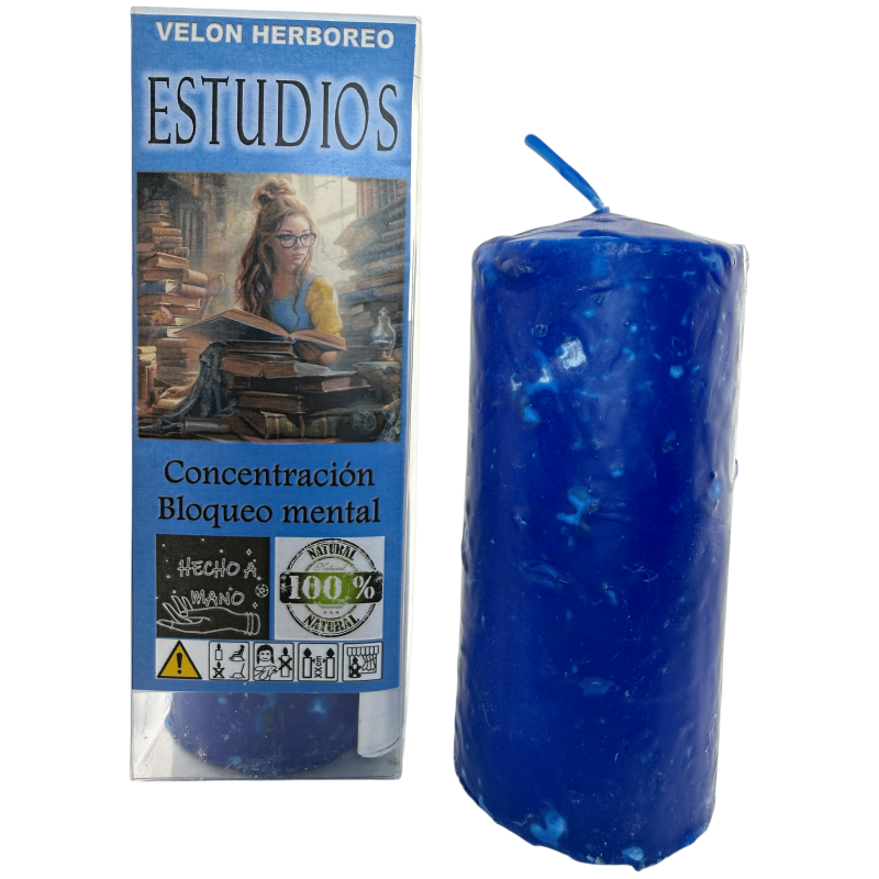 Örtstudieljus - Esoteriskt ljus 14x6cm - Koncentration, Mental Blockering...-Örtljus med syfte - Esoteriska ljus-HOSTENATURA