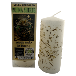 Velón Herboreo Buena Suerte - Velón Esotérico 14x6cm - Atrae todo lo bueno