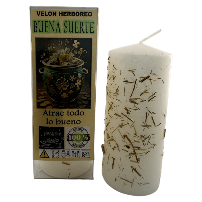 Świeca ziołowa "Powodzenia" - świeca ezoteryczna 14x6cm - przyciąga wszystko co dobre-Świece ziołowe z przeznaczeniem - świece ezoteryczne-HOSTENATURA
