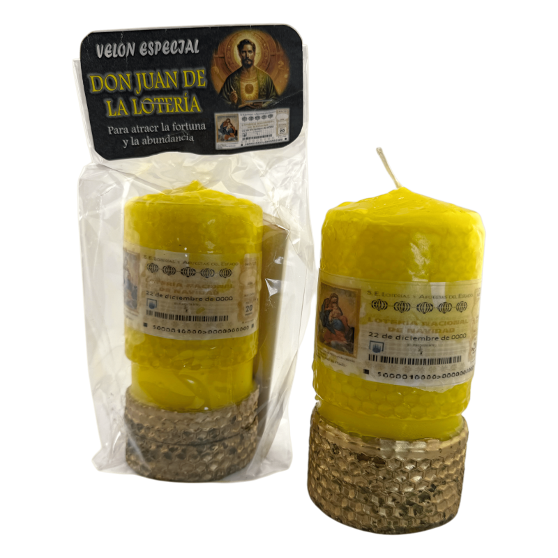 Vela Consagrada da Loteria Dom Juan - Corte dos Dom Juans - 14x6,5cm - Para atrair fortuna e abundância-Velas Consagradas Pátio dos Dom Juans-HOSTENATURA