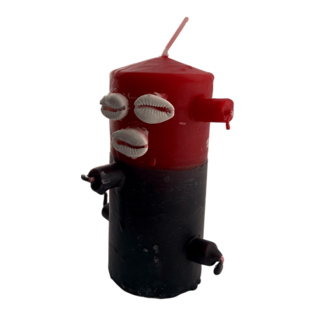 Candela a 7 stoppini, Eleggua al cocco speciale, 12,5x6 cm - Apre sentieri, protezione, messaggera di notizie...
