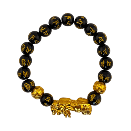Pixiu Feng Shui Svart Obsidian Armband 10mm - För att attrahera rikedom