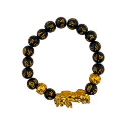 Pixiu Feng Shui Zwarte Obsidiaan Armband 10mm - Om rijkdom aan te trekken