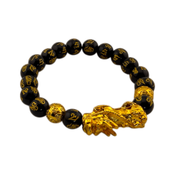 Pixiu Feng Shui Svart Obsidian Armband 10mm - För att attrahera rikedom